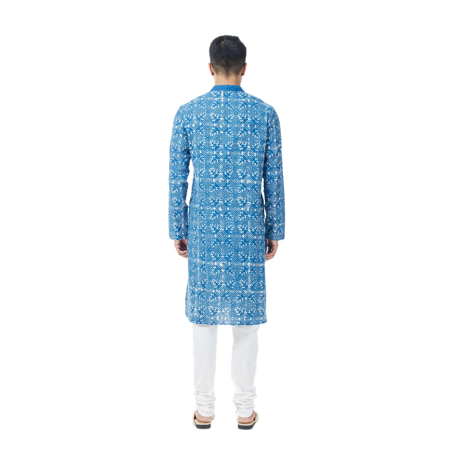 Blue Nautical Cotton Panjabi - Men - View 2