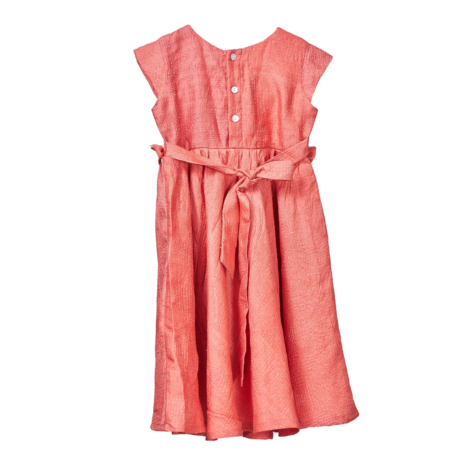 Peach Vibes Baby Silk Kantha Frock - Kids - View 2